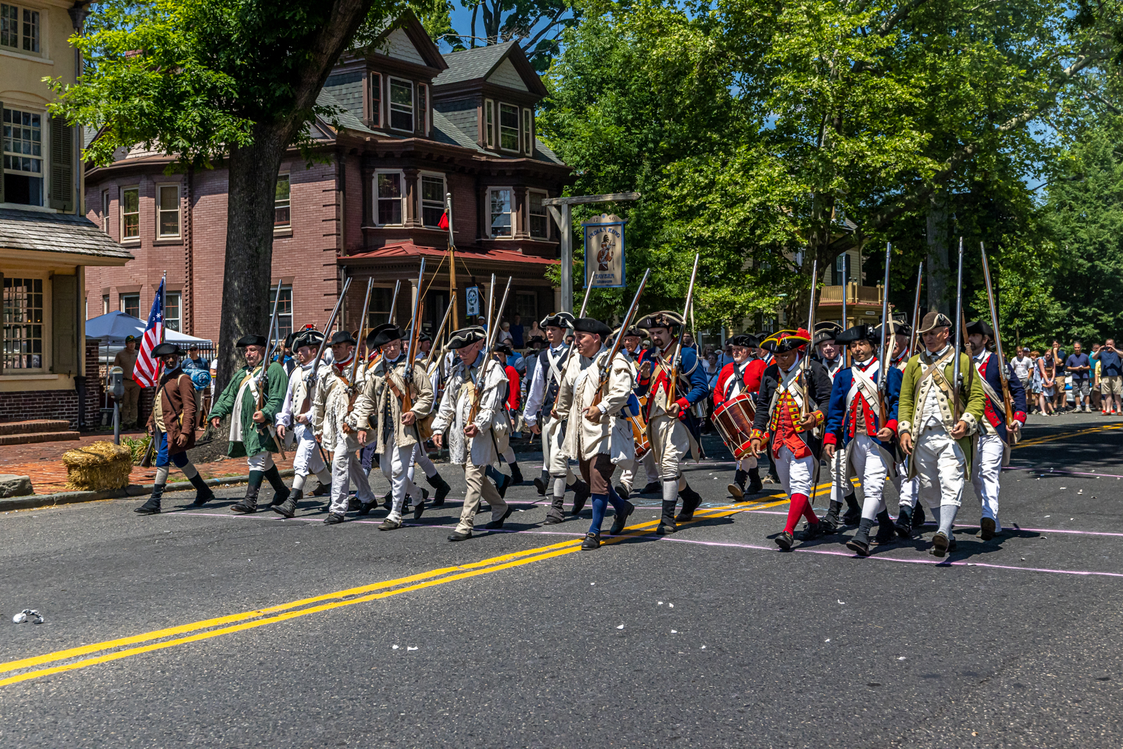Colonials Marching down the Street
